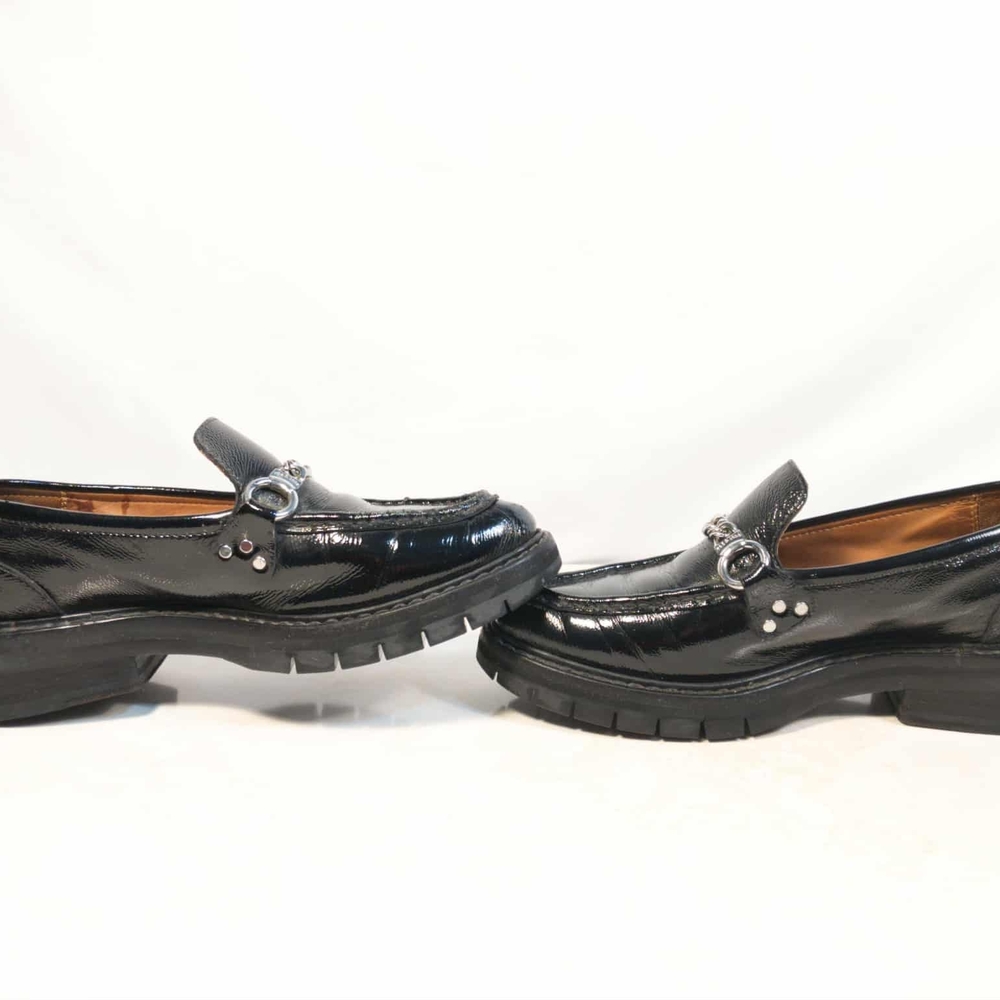 Rag & Bone 'Curtis' Loafer Black Patent Textured Leather, Womens Size 7 US / 37